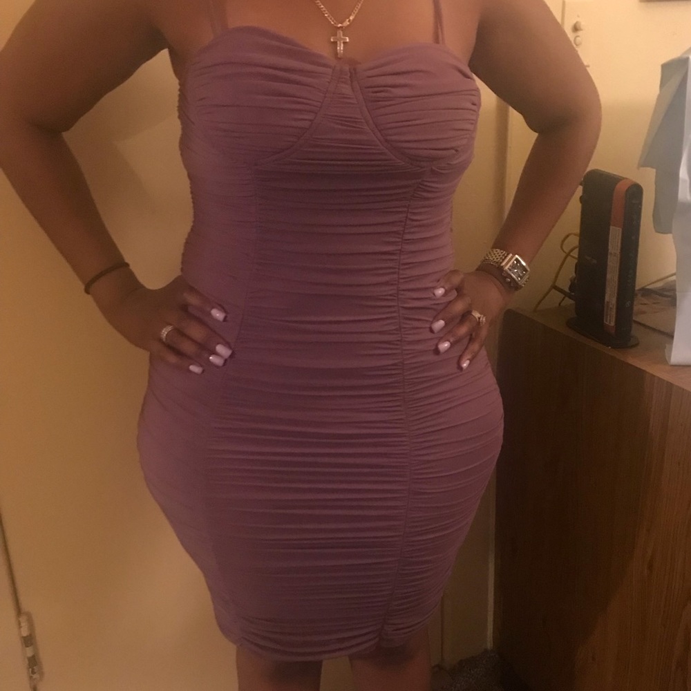 Fashion Nova lavender ruched dress